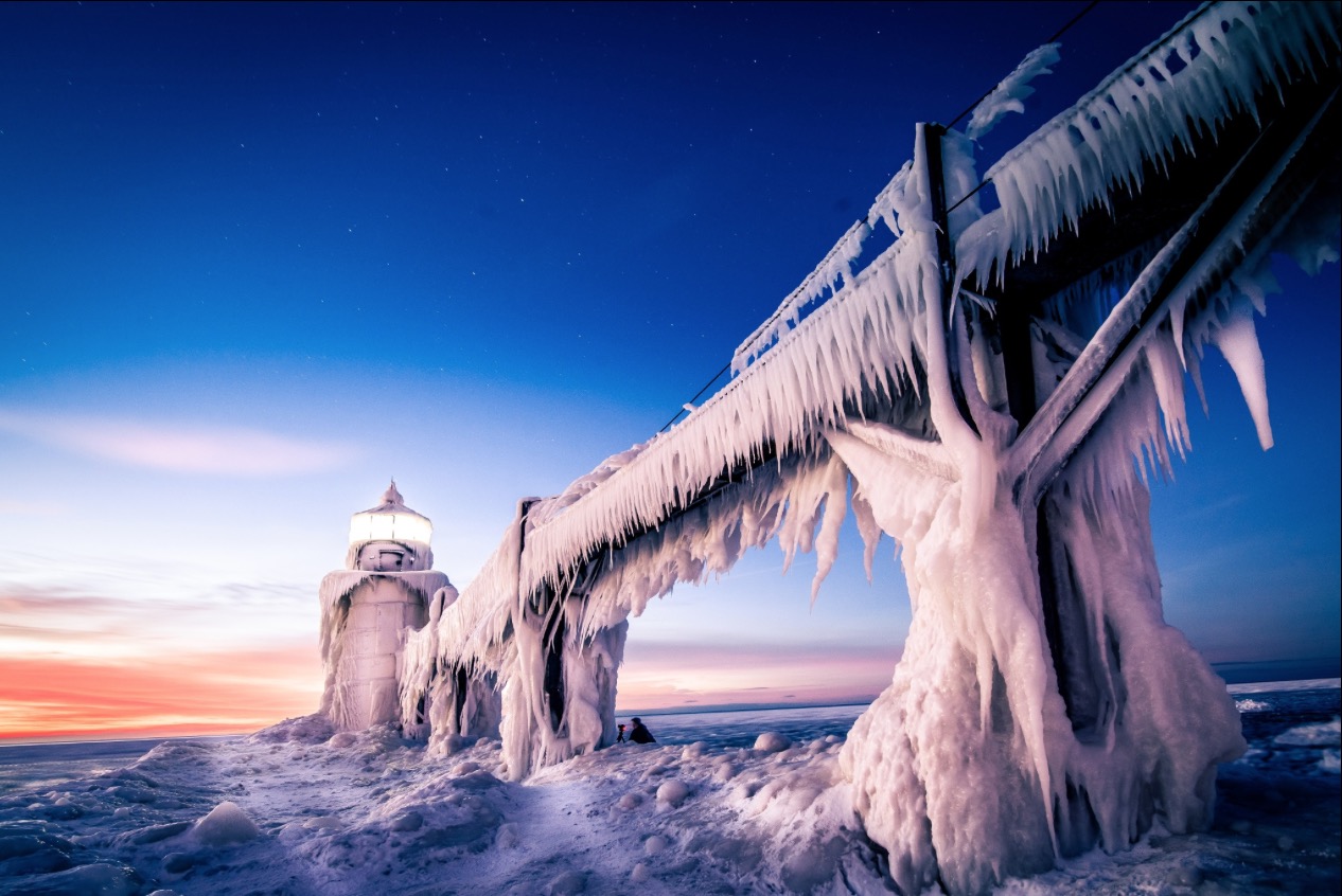 Leuchtturm Michigan Eis
