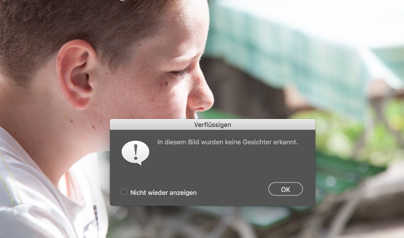 Das Gesichtswerkzeug erkennt keine Aufnahme im Profil