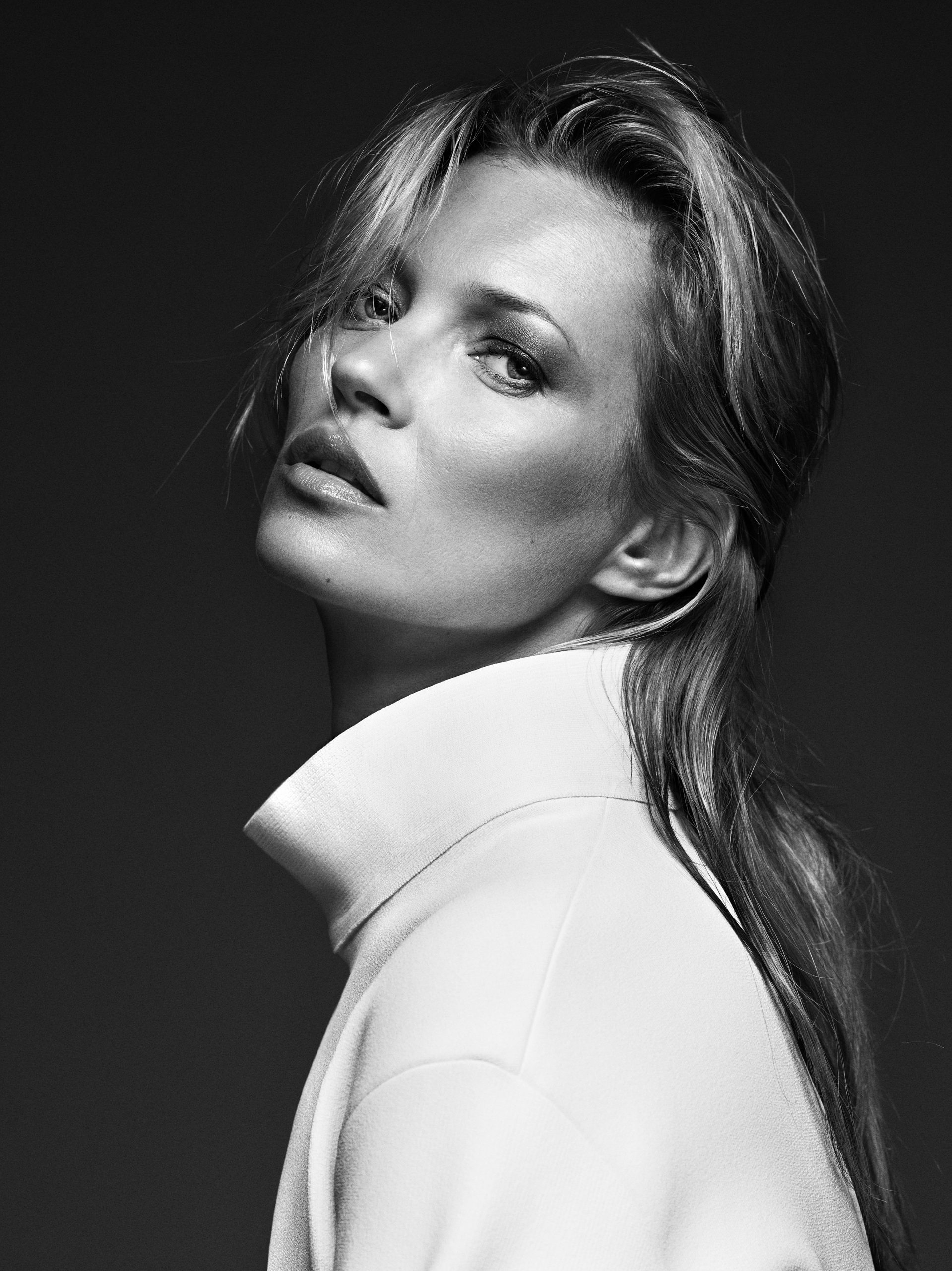 Kate Moss, White Coat, London 2013 © Bryan Adams