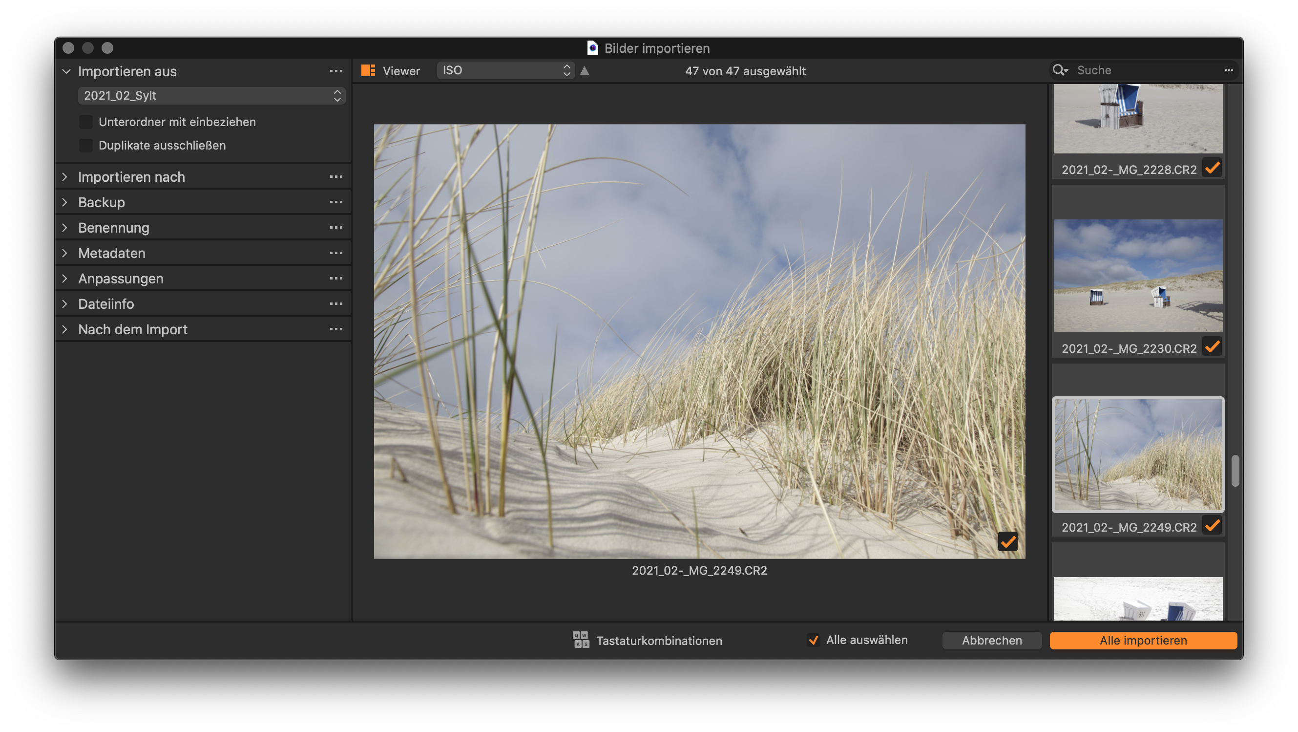 Neu: Viewer auch für das Import-Fenster von Capture One 21 Version 14.1.0