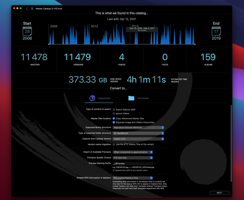 Screenshot Avalanche for Capture One 1.0